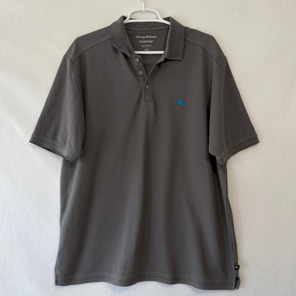 Tommy Bahama Polo Shirt Men’s Large Gray Island Zone